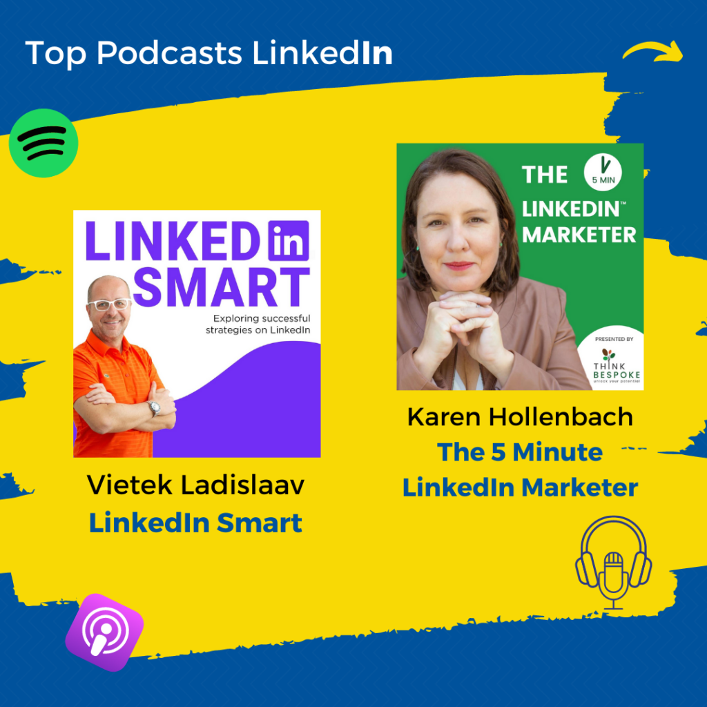 Vietek Ladislaav, autor do Podcast "LinkedIn Smart" e Karen Hollenbach "The 5 Minute LinkedIn Marketer"